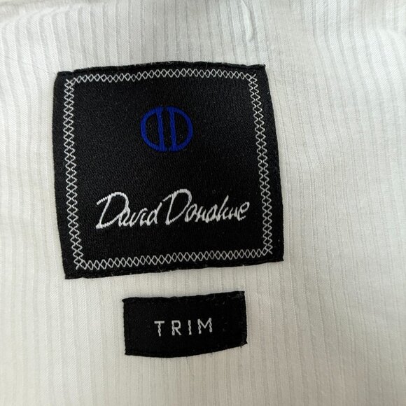 David Donahue Trim Cotton 16.5 36/37 Striped French Cuff White Button Up Premium - Picture 11 of 16